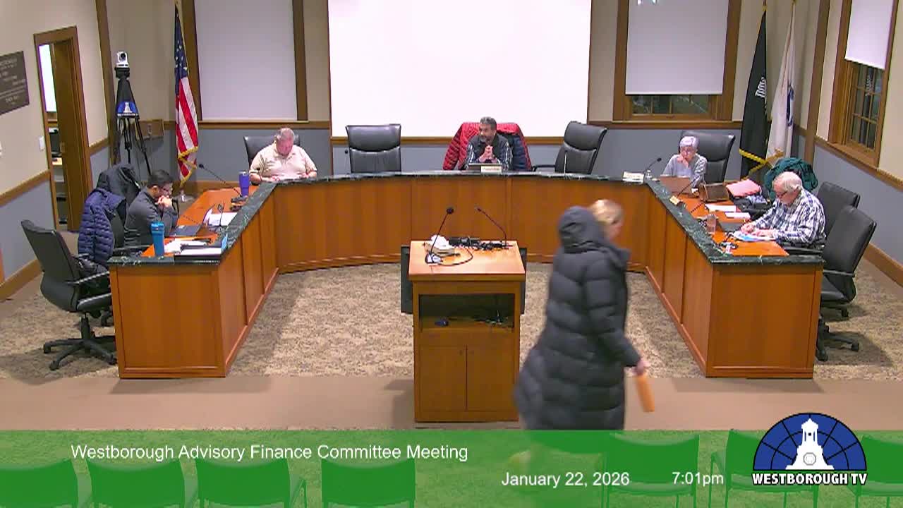 Westborough Advisory Finance Committee Meeting -  January 22, 2026